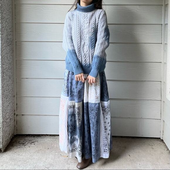 Reworked Handmade Tie Dye Indigo Croft&Barrow Chunky Turtleneck Sweater. -CA4 - Picture 3 of 12
